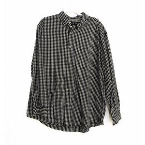 Club Room Mens Black White Shirt Button Down Check Collared Long Sleeve XXL
